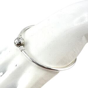 Pandora 925 Authentic Sterling Silver Rigid Bangle Charm Size 7.25 Bracelet